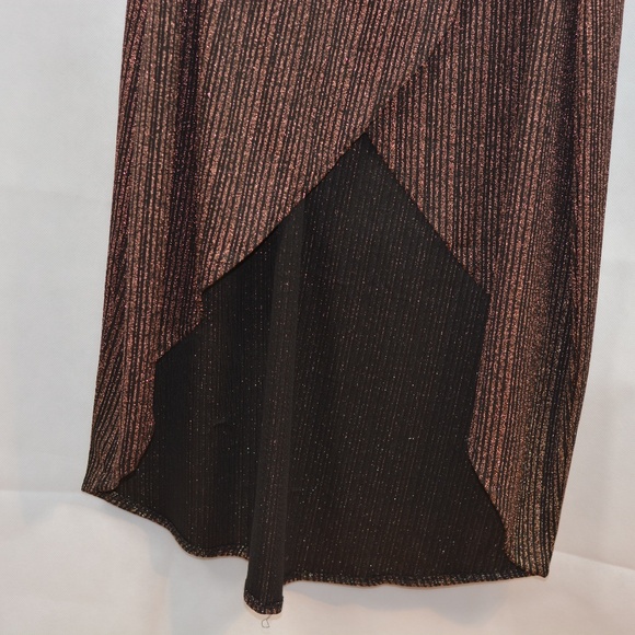 JUSTFAB Copper Glitter Stretch Wrap Dress SZ XL NWT - Picture 7 of 11